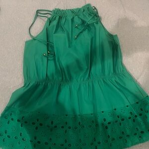 H by Halston Kelly green eyelet halter top size Large